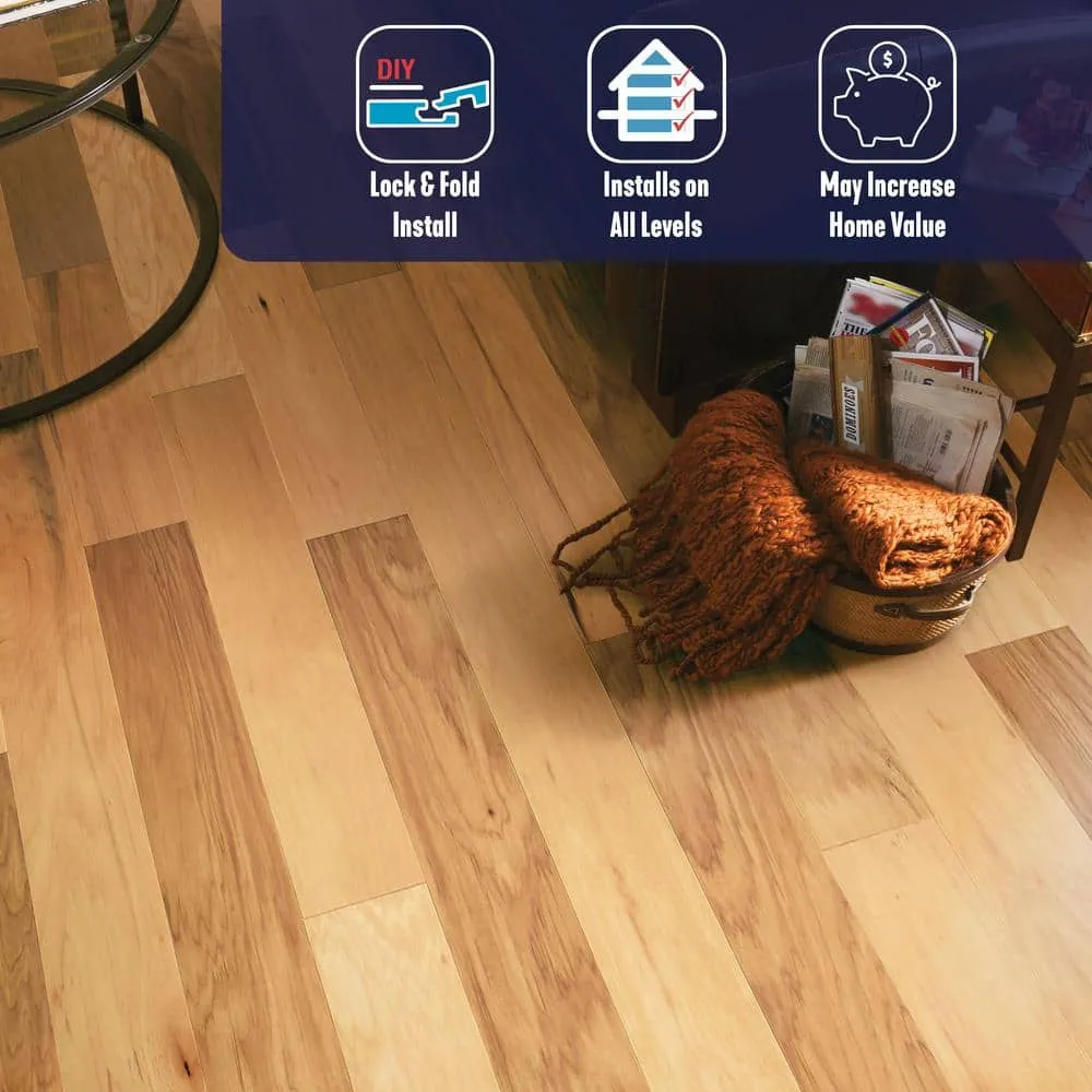 Bruce American Home Rustic Natural Hickory 3/8 in. T x 5 in. W T+G Smooth Engineered Hardwood Flooring (22 sq.ft./ctn), photo 2 of 8