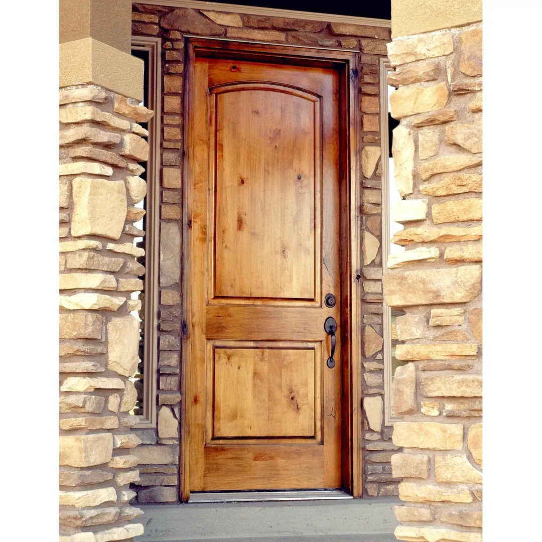 Krosswood Doors 36 in. x 96 in. Knotty Alder 2-Panel Right-Hand Inswing Black Stain Wood Prehung Front Door, photo 3 of 8