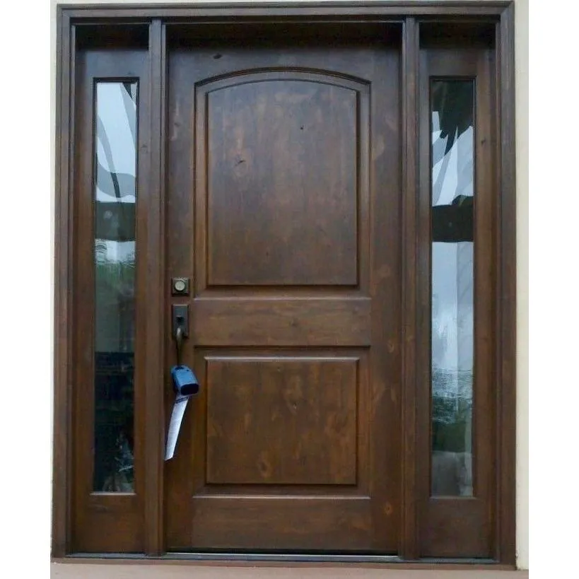 Krosswood Doors 36 in. x 96 in. Knotty Alder 2-Panel Right-Hand Inswing Black Stain Wood Prehung Front Door, photo 5 of 8