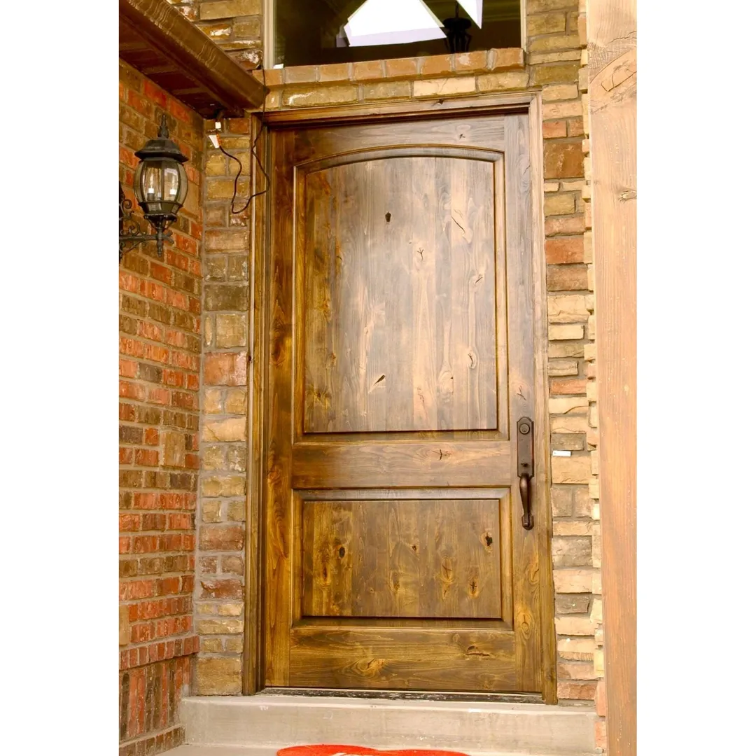 Krosswood Doors 36 in. x 96 in. Knotty Alder 2-Panel Right-Hand Inswing Black Stain Wood Prehung Front Door, photo 7 of 8