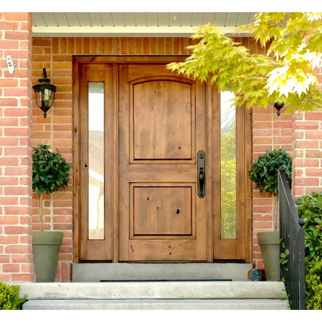 Krosswood Doors 36 in. x 96 in. Knotty Alder 2-Panel Left-Hand Inswing Black Stain Prehung Wood Front Door, photo 6 of 8