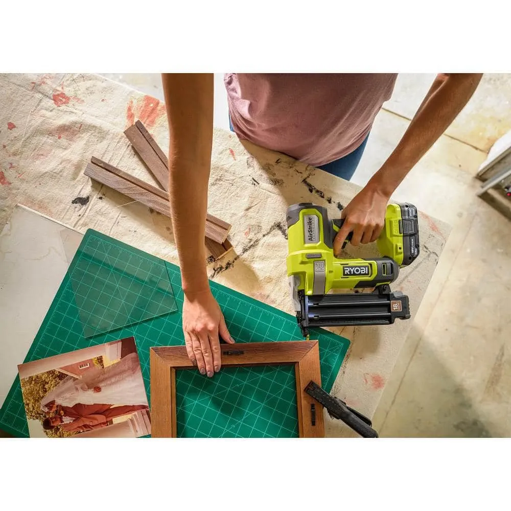 RYOBI ONE+ 18V 18-Gauge Cordless AirStrike Brad Nailer with Cordless 1/4 Sheet Sander (Tools Only), photo 4 of 12