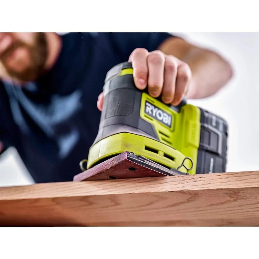 RYOBI ONE+ 18V 18-Gauge Cordless AirStrike Brad Nailer with Cordless 1/4 Sheet Sander (Tools Only), photo 6 of 12