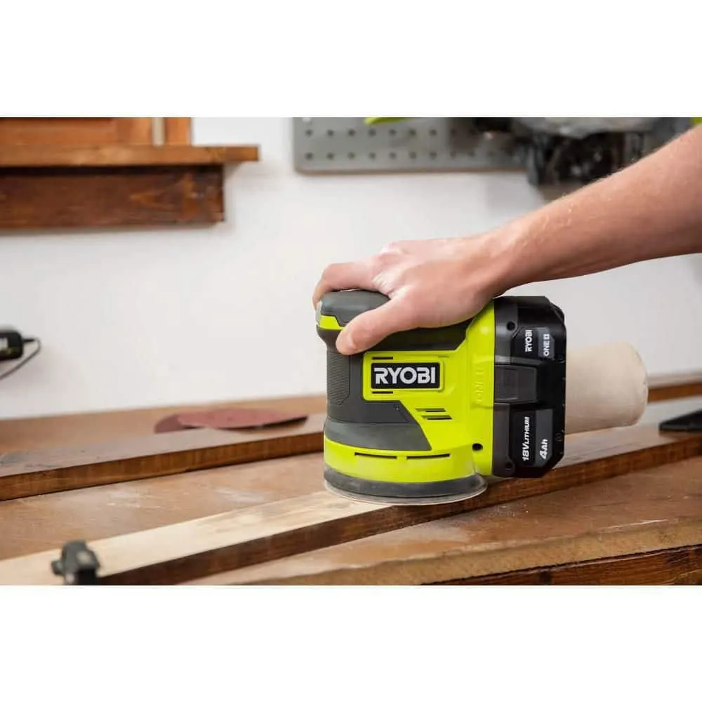 RYOBI ONE+ 18V 18-Gauge Cordless AirStrike Brad Nailer with Cordless 5 in. Random Orbit Sander, photo 9 of 14
