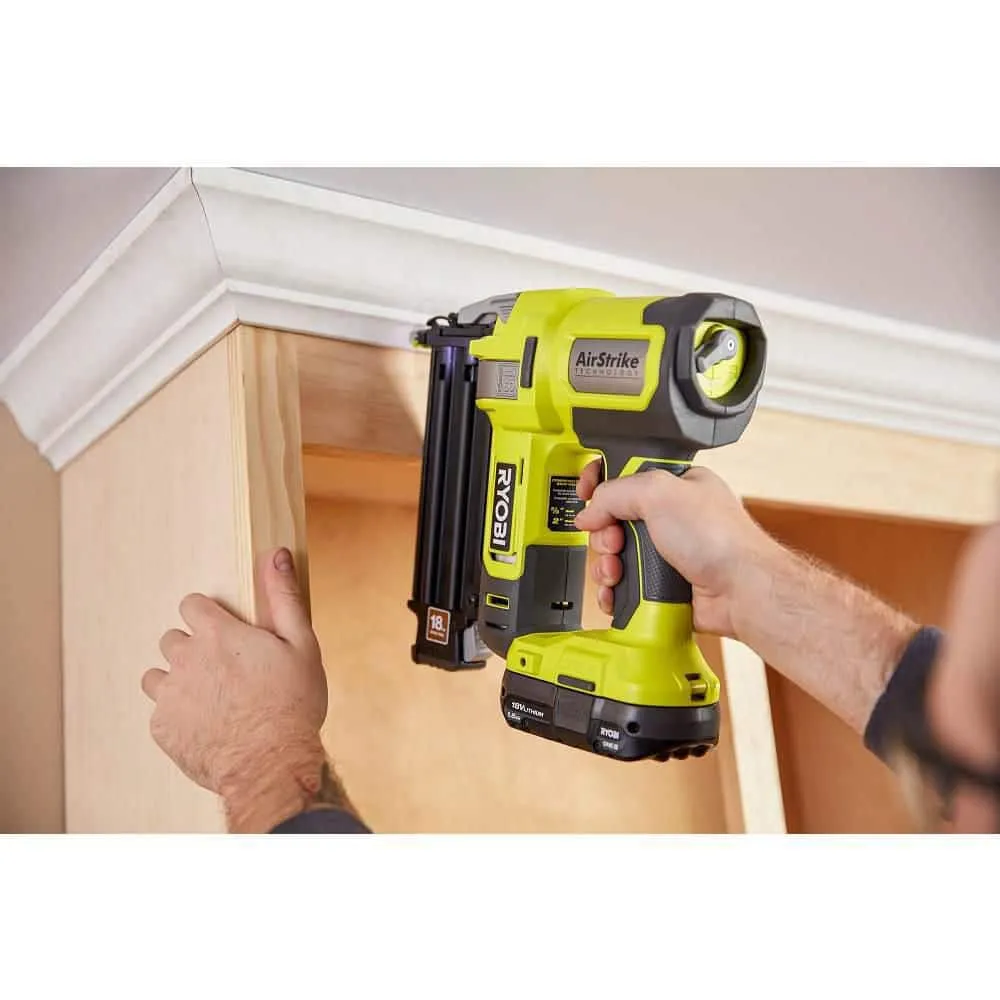 RYOBI ONE+ 18V 18-Gauge Cordless AirStrike Brad Nailer with Cordless 5 in. Random Orbit Sander, photo 8 of 14