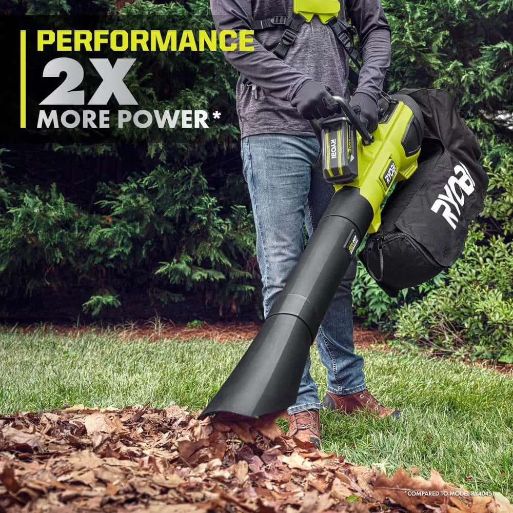 RYOBI 40V HP Brushless 100 MPH 600 CFM Cordless Leaf Blower/Mulcher/Vacuum with (2) 4.0 Ah Batteries and Charger, photo 5 of 14