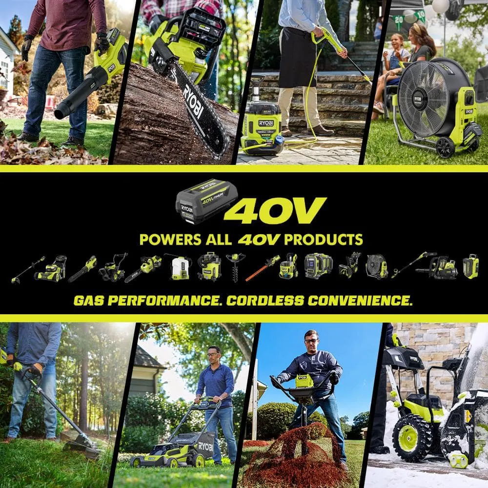 RYOBI 40V HP Brushless 100 MPH 600 CFM Cordless Leaf Blower/Mulcher/Vacuum with (2) 4.0 Ah Batteries and Charger, photo 14 of 14