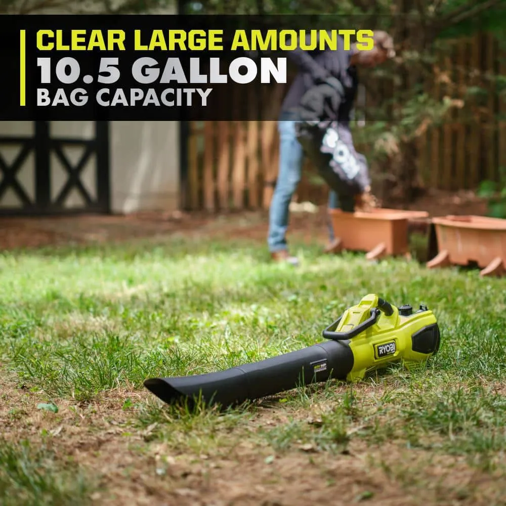RYOBI 40V HP Brushless 100 MPH 600 CFM Cordless Leaf Blower/Mulcher/Vacuum with (2) 4.0 Ah Batteries and Charger, photo 11 of 14