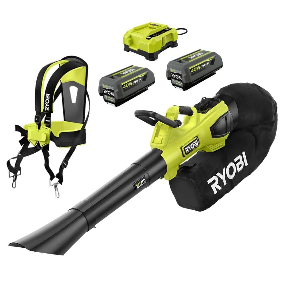 RYOBI 40V HP Brushless 100 MPH 600 CFM Cordless Leaf Blower/Mulcher/Vacuum with (2) 4.0 Ah Batteries and Charger, photo 13 of 14