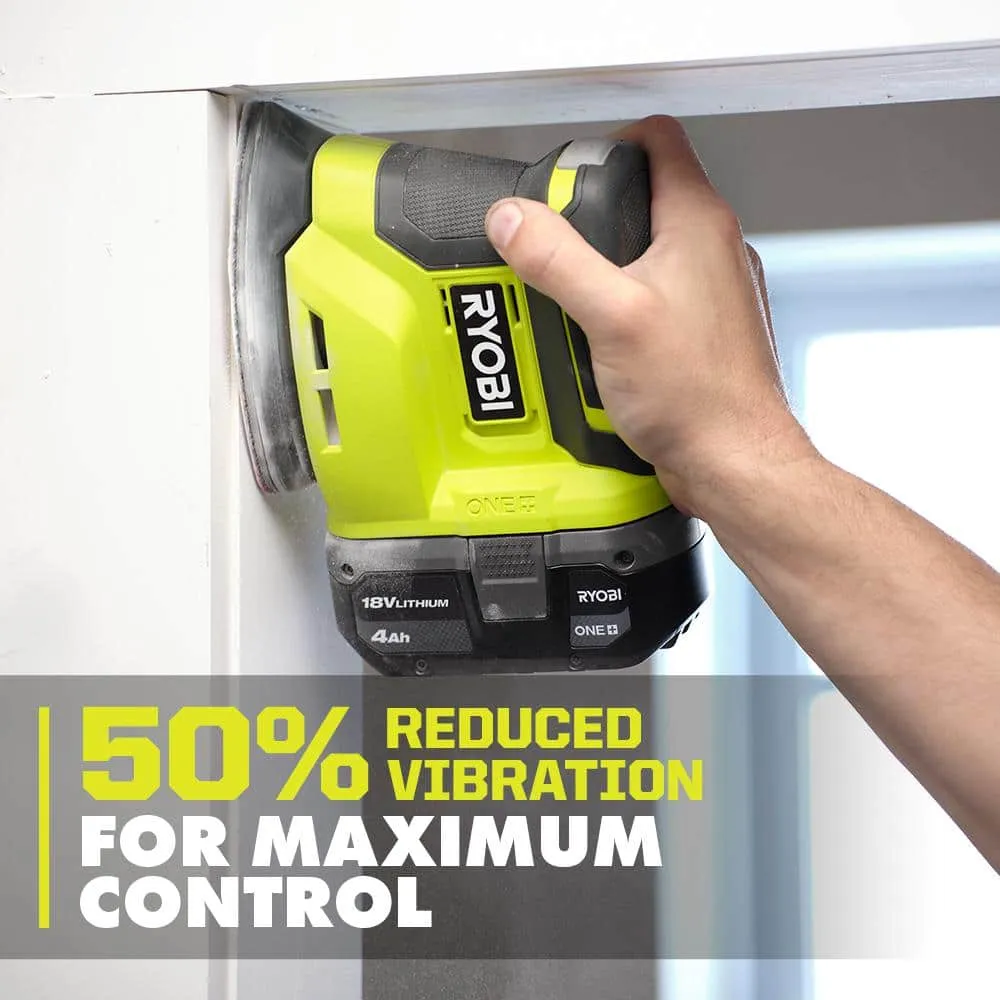 RYOBI ONE+ 18V Lithium-Ion Kit with 2.0 Ah and 4.0 Ah Batteries, Charger, and Free ONE+ 18V Cordless Corner Cat Finish Sander, photo 5 of 13
