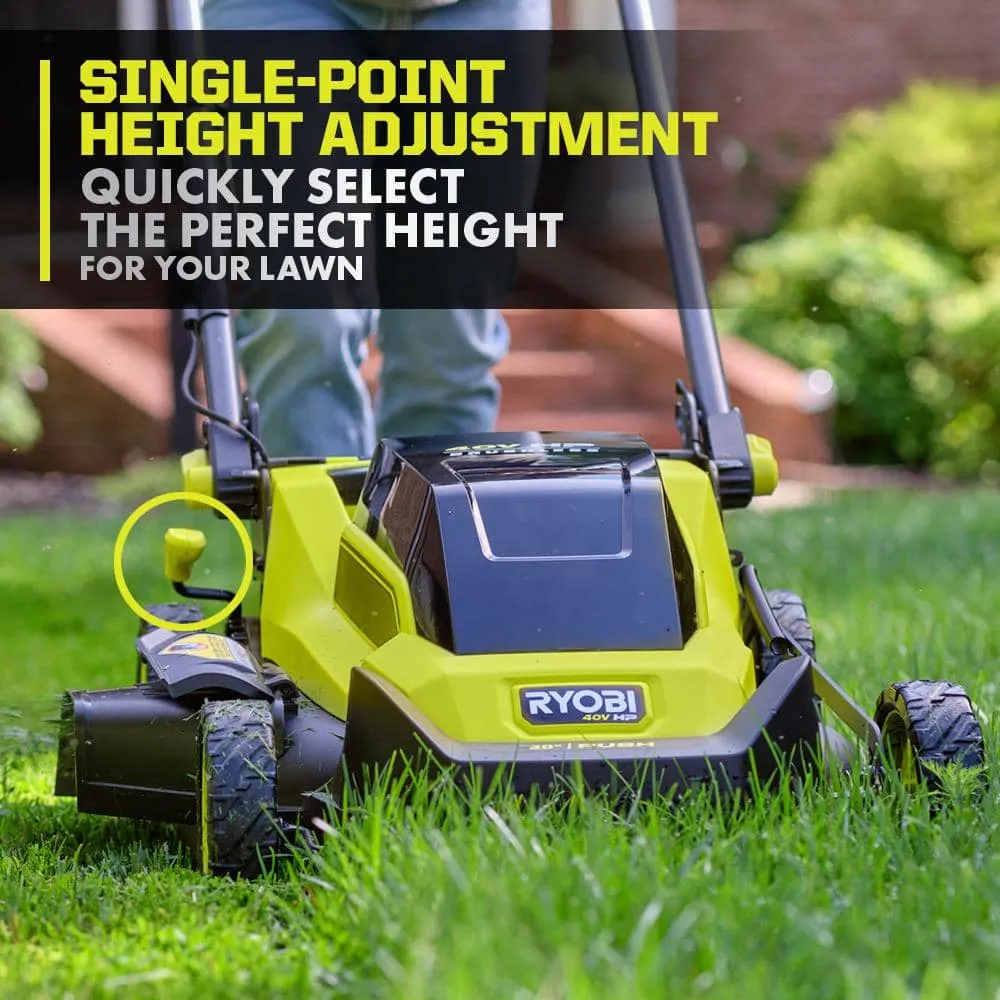RYOBI 20 in. 40V HP Brushless Cordless Push Lawn Mower & 650 CFM Blower Kit with 6.0 Ah Battery, 4.0 Ah Battery & Fast Chargers, photo 8 of 8