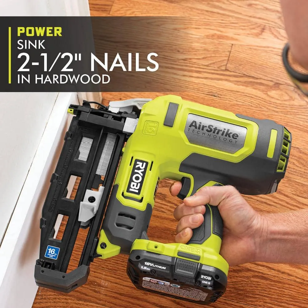 RYOBI 18V ONE+ AirStrike 16-Gauge Cordless Straight Finish Nailer Kit with ONE+ 2.0 Ah Lithium-Ion Battery and Charger, photo 5 of 8
