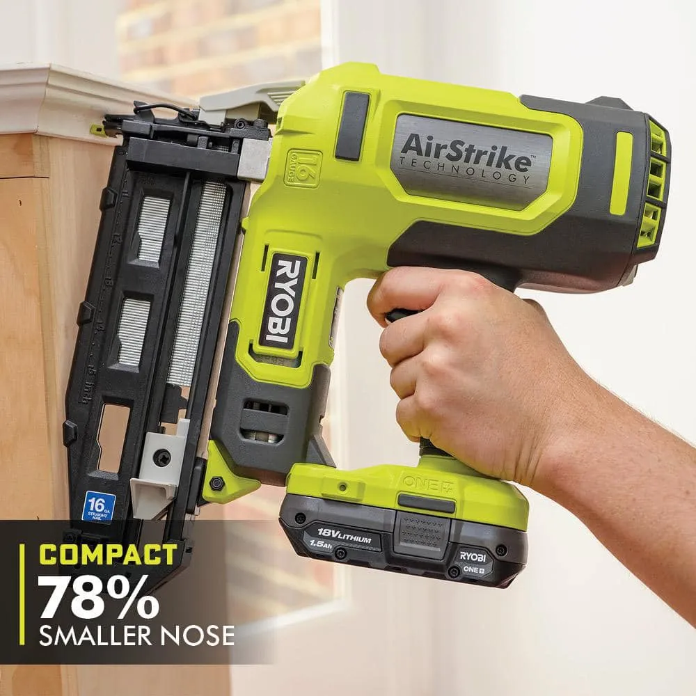 RYOBI 18V ONE+ AirStrike 16-Gauge Cordless Straight Finish Nailer Kit with ONE+ 2.0 Ah Lithium-Ion Battery and Charger, photo 4 of 8
