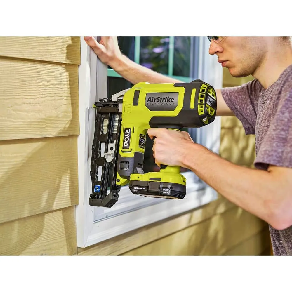 RYOBI 18V ONE+ AirStrike 16-Gauge Cordless Straight Finish Nailer Kit with ONE+ 2.0 Ah Lithium-Ion Battery and Charger, photo 6 of 8