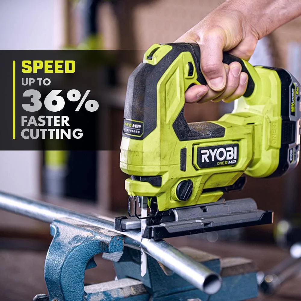 RYOBI ONE+ HP 18V 6.0 Ah Lithium-Ion HIGH PERFORMANCE Battery and Charger Kit with ONE+ HP 18V Brushless Jig Saw, photo 5 of 11