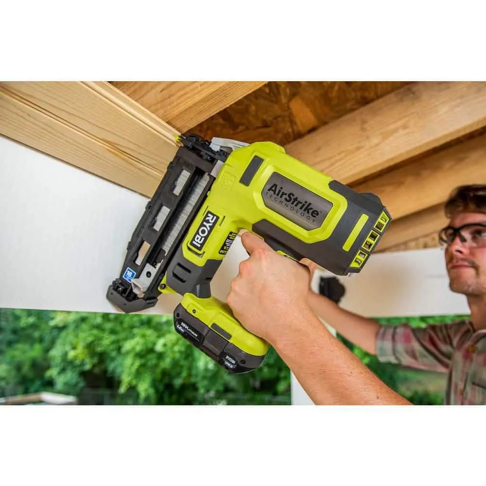 RYOBI 15 Amp Corded 12 in. Sliding Compound Miter Saw and ONE+ 18V 16-Gauge Cordless AirStrike Finish Nailer (Tool Only), photo 5 of 11