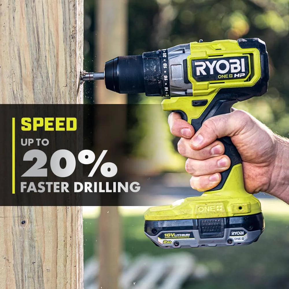 RYOBI ONE+ HP 18V Brushless Cordless Drill/Driver and Impact Driver Kit w/(2) 2Ah Batteries, Charger, Bag, & 25-Piece Bit Set, photo 5 of 13