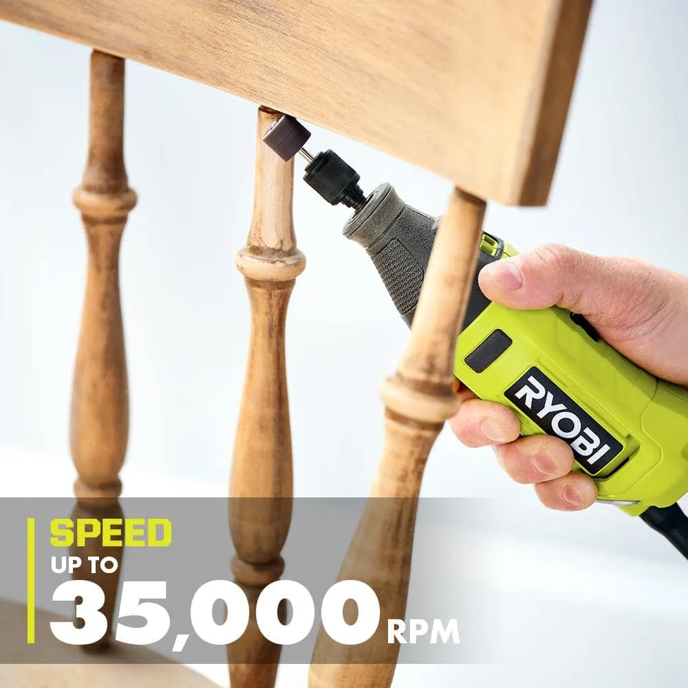 RYOBI 1.2 Amp Corded Rotary Tool with Rotary Tool 16-Piece Carving & Engraving Kit (For Wood, Metal, Plastic, Glass and Stone), photo 4 of 11