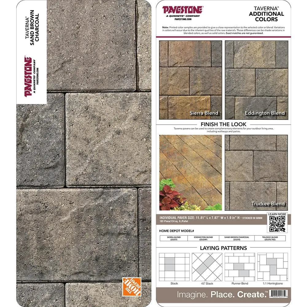Pavestone Paper Sample Only of Taverna Rec 11.81 in. L x 7.87 in. W x 50 mm H Sand Brown Charcoal Concrete Paver (1-Piece), photo 3 of 5