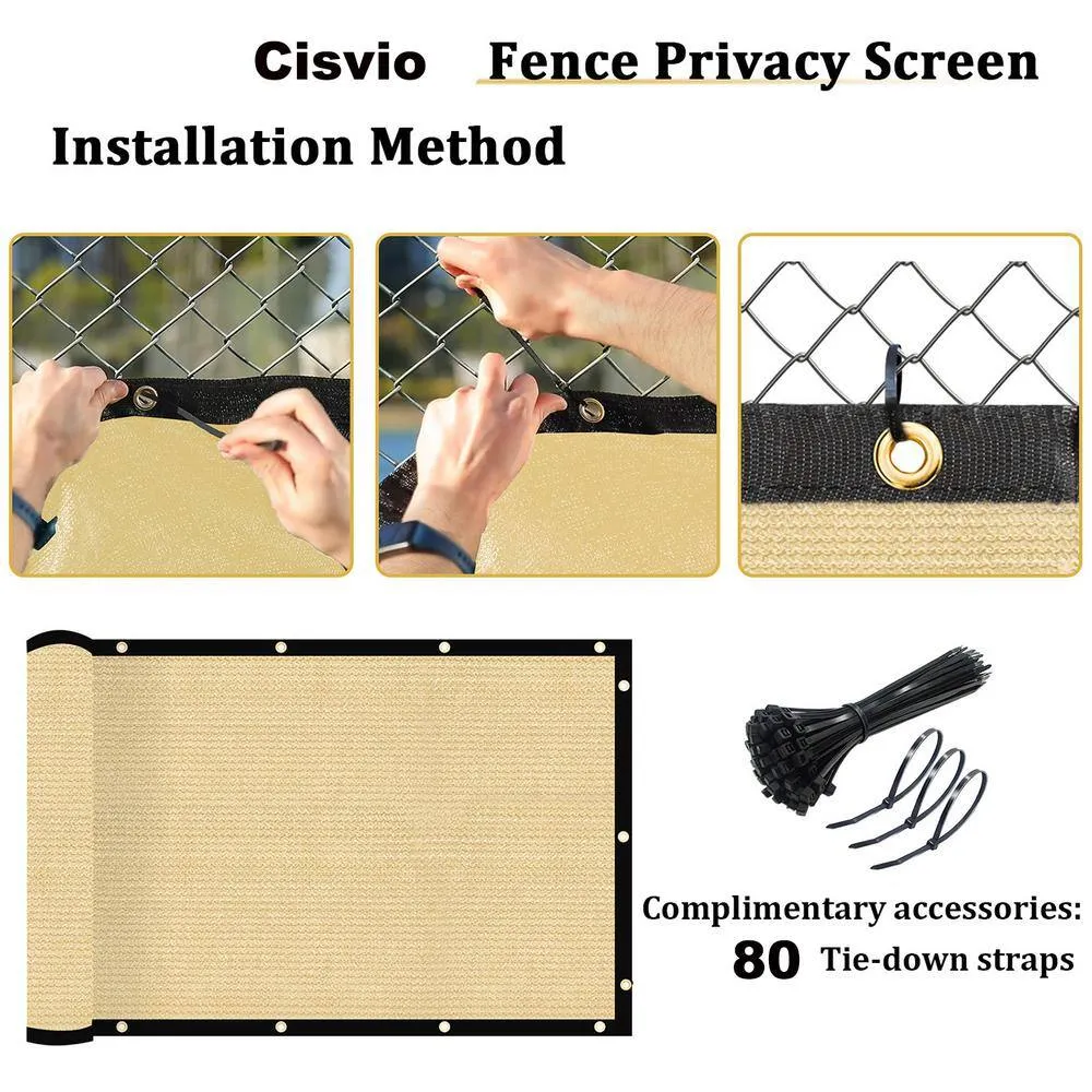 6 ft. x 50 ft. Privacy Screen Fence Heavy-Duty Protective Covering Mesh Fencing for Patio Lawn Garden Balcony Sand, photo 2 of 10