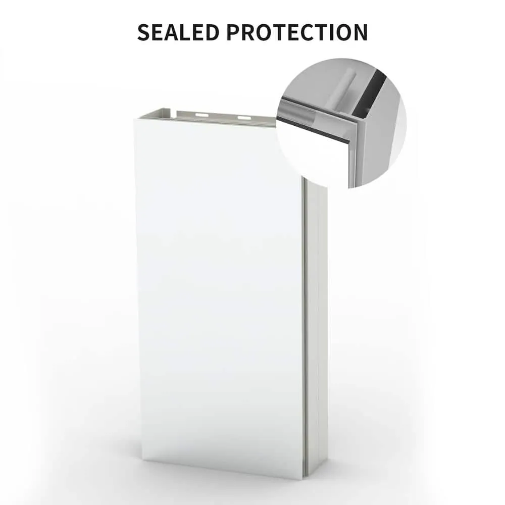 TaiMei 12 in. x 24 in. Frameless Recessed or Surface-Mount Beveled Single Mirror Bathroom Medicine Cabinet, photo 6 of 10