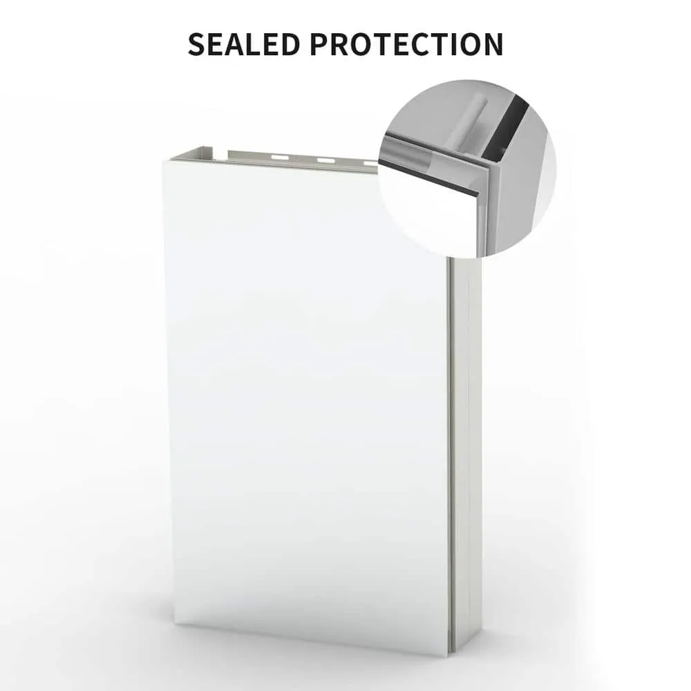 TaiMei 15 in. x 24 in. Frameless Recessed or Surface-Mount Beveled Single Mirror Bathroom Medicine Cabinet, photo 6 of 10