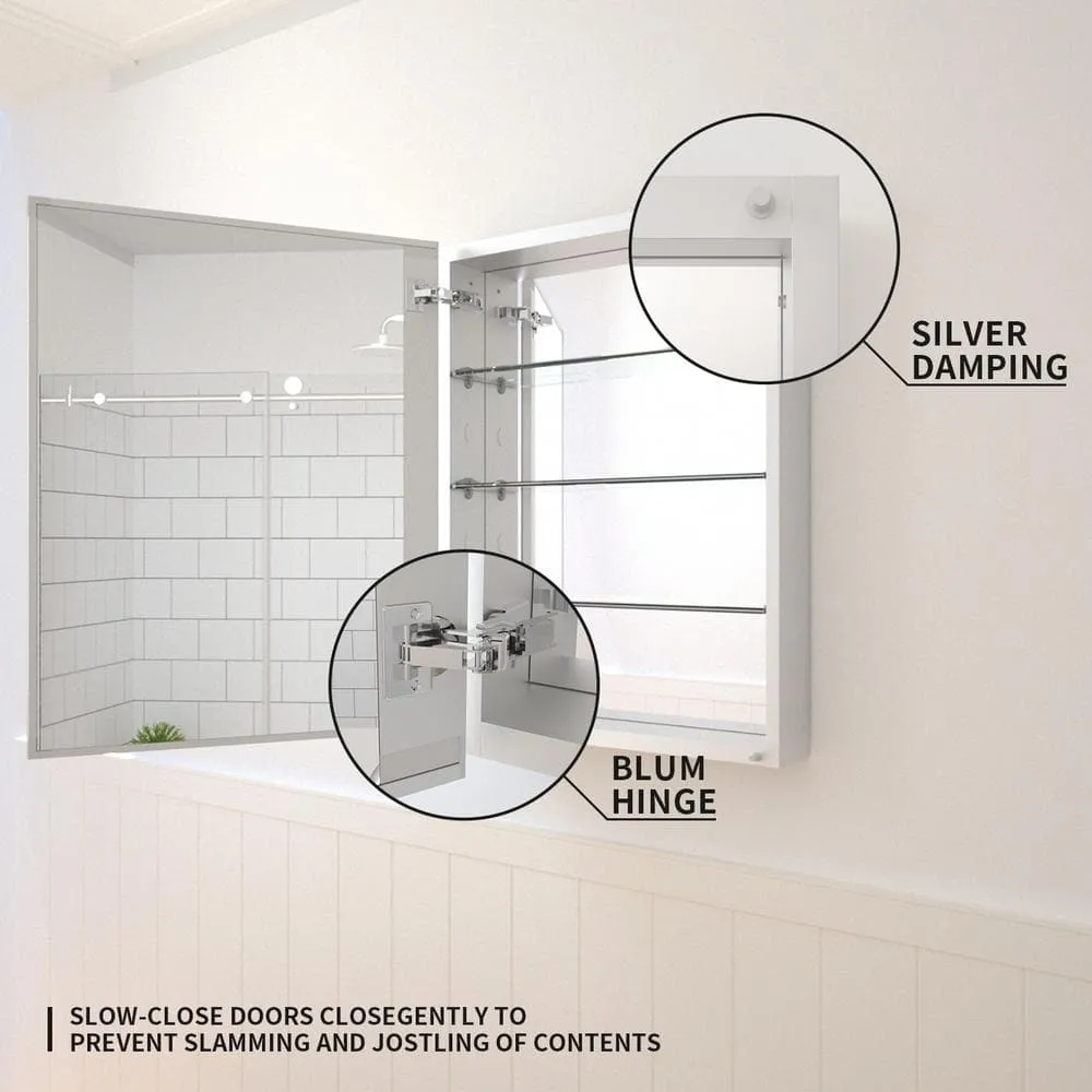 TaiMei 23 in. x 30 in. Frameless Recessed or Surface-Mount Beveled Single Mirror Bathroom Medicine Cabinet, photo 7 of 10