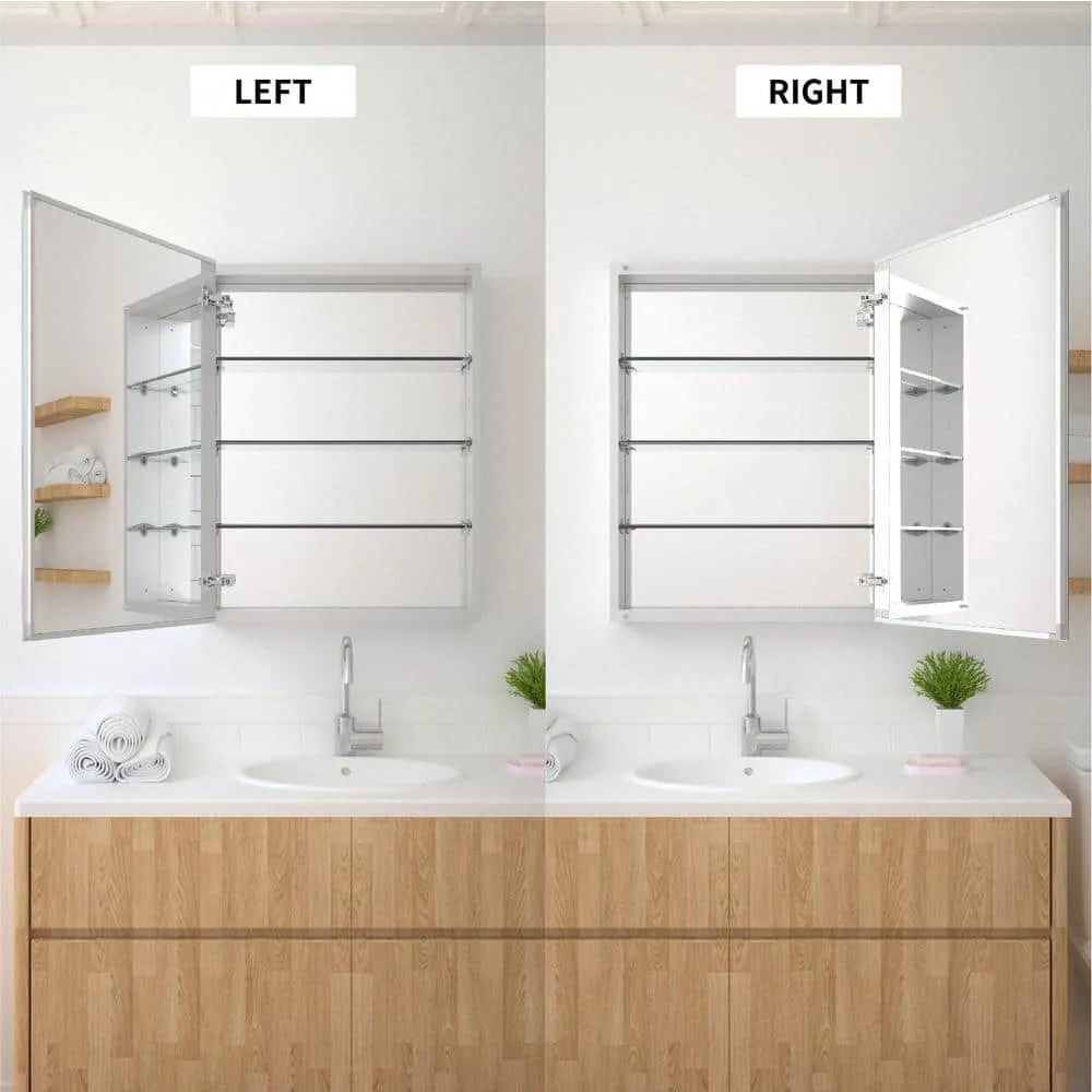 TaiMei 23 in. x 30 in. Frameless Recessed or Surface-Mount Beveled Single Mirror Bathroom Medicine Cabinet, photo 4 of 10