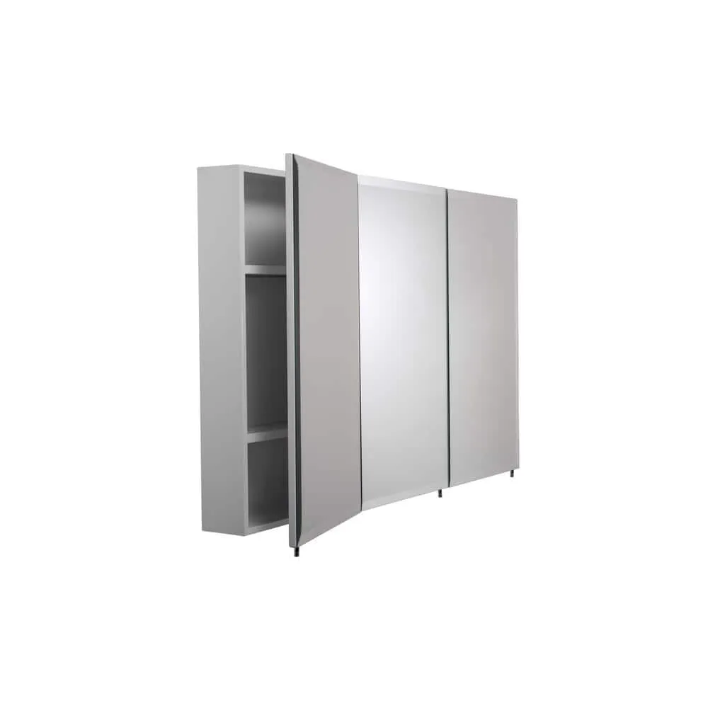 Croydex Potomac 48 in. W x 30 in. H Triple Door White Steel Surface Mount Medicine Cabinet with Mirror, photo 4 of 7