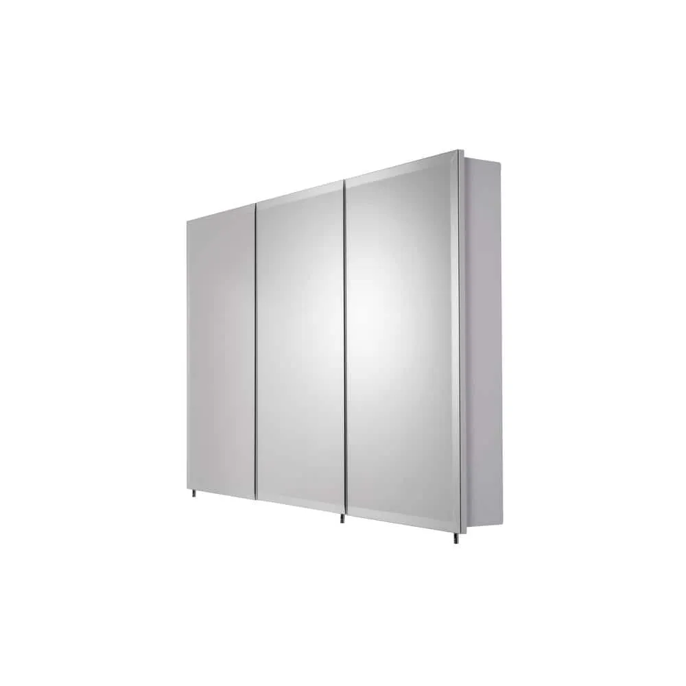 Croydex Potomac 48 in. W x 30 in. H Triple Door White Steel Surface Mount Medicine Cabinet with Mirror, photo 3 of 7
