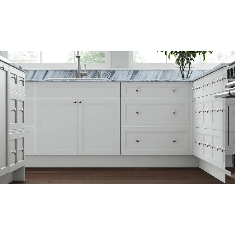 PELHAM & WHITE Keyport Shaker 36 in. W x 24 in. D x 34.5 in. H Plywood Tool-Free Ready To Assemble Sink Base Kitchen Cabinet in White, photo 9 of 11