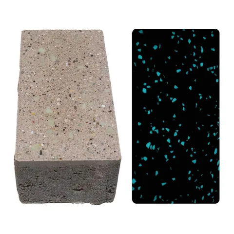 Brilliance Patio Stone - Sea Salt White Color 4 × 8 × 2-3/8 in - Glow in the Dark Concrete Paver