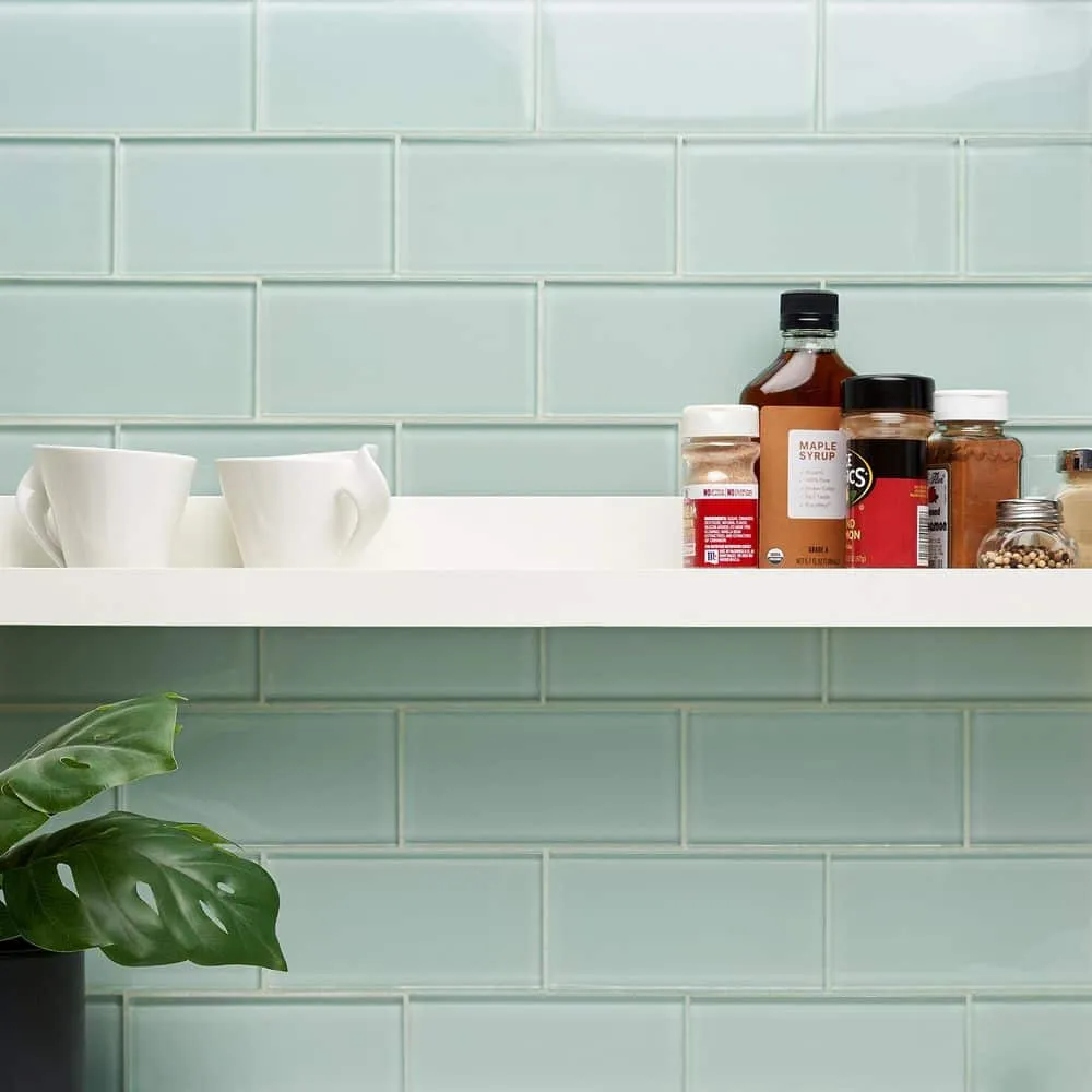 Ivy Hill Tile Contempo Seafoam 3 in. x 6 in. x 8 mm Polished Glass Subway Tile (32 pieces, 4 sq. ft. per box), photo 2 of 7
