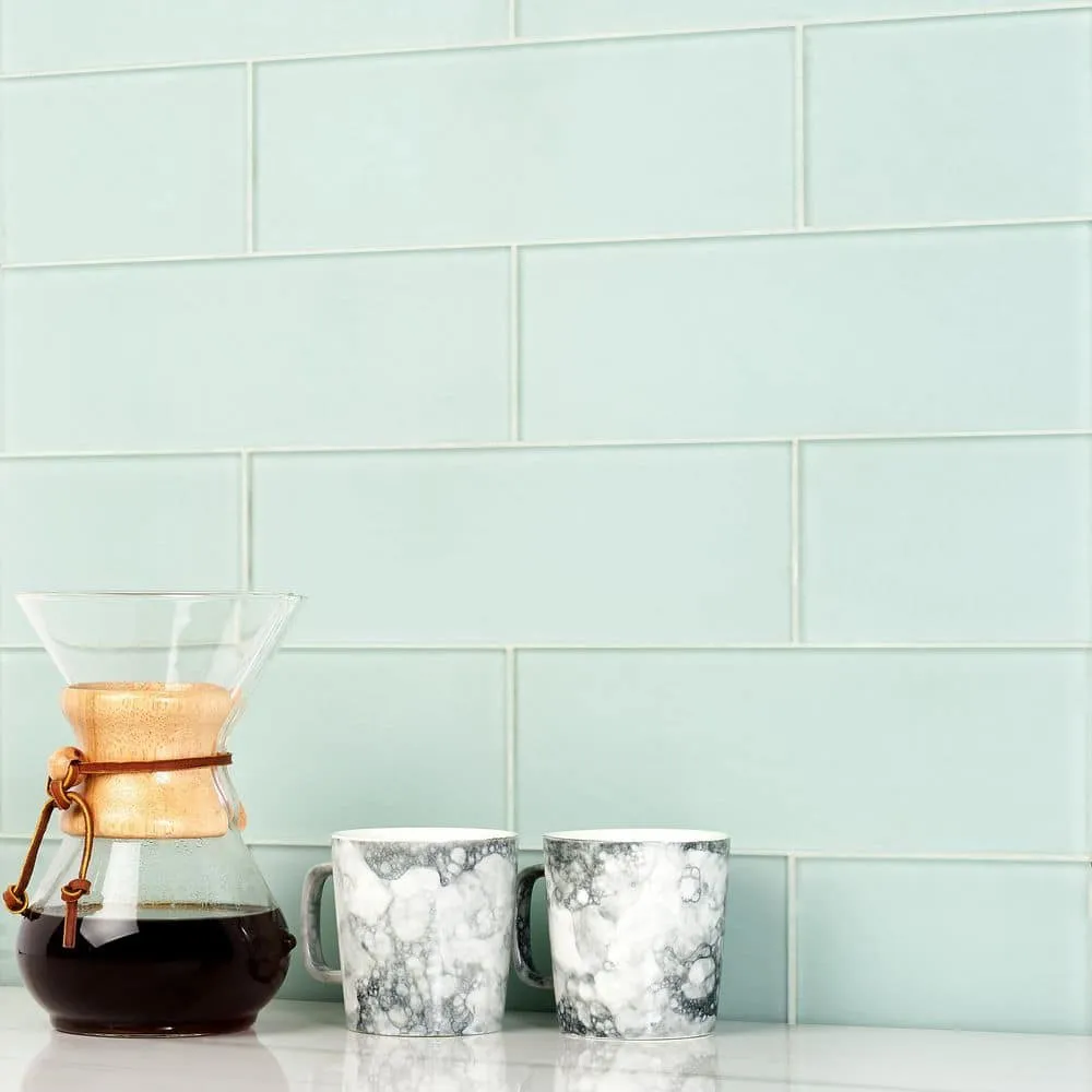 Ivy Hill Tile Contempo Seafoam Frosted 4 in. x 12 in. Glass Tile (15 pieces, 5 sq. ft./Box), photo 6 of 6