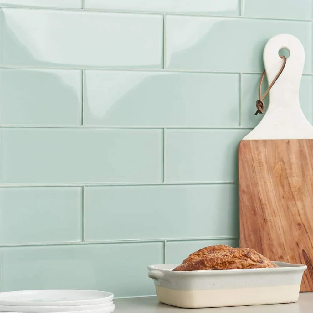 Ivy Hill Tile Contempo Seafoam 4 in. x 12 in. x 8mm Polished Glass Subway Wall Tile (1 sq. ft.) (15 pieces, 5 sq. ft./Box), photo 7 of 7