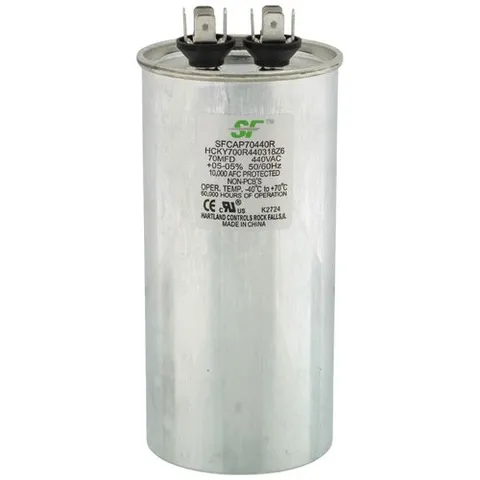 SFCAP704400R Round Run Capacitor, 70 MFD without Resistor Cap (440V)