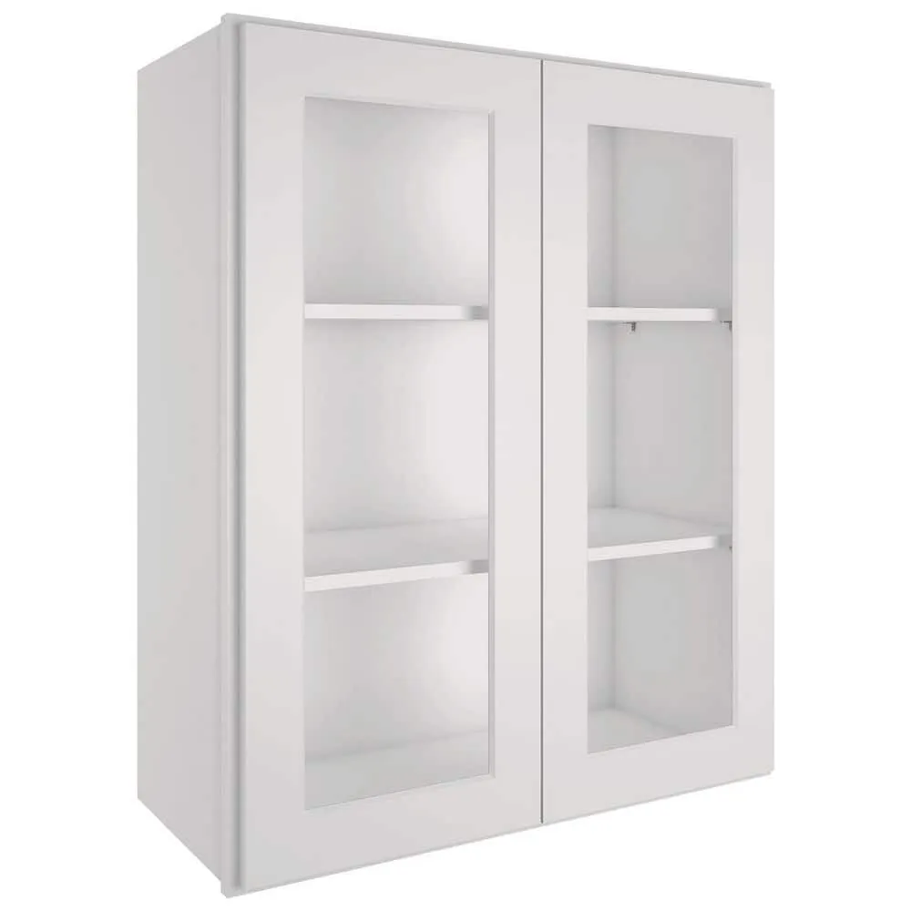 HOMEIBRO 30-in W X 12-in D X 36-in H in Shaker Dove Plywood Ready to Assemble Wall Glass kitchen Cabinet, photo 3 of 12
