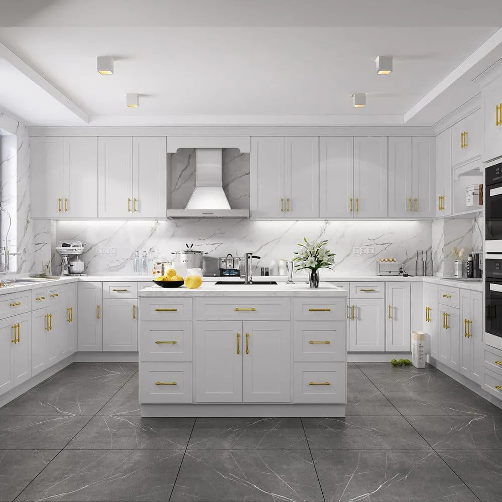 HOMEIBRO 30-in W X 12-in D X 36-in H in Shaker Dove Plywood Ready to Assemble Wall Glass kitchen Cabinet, photo 11 of 12