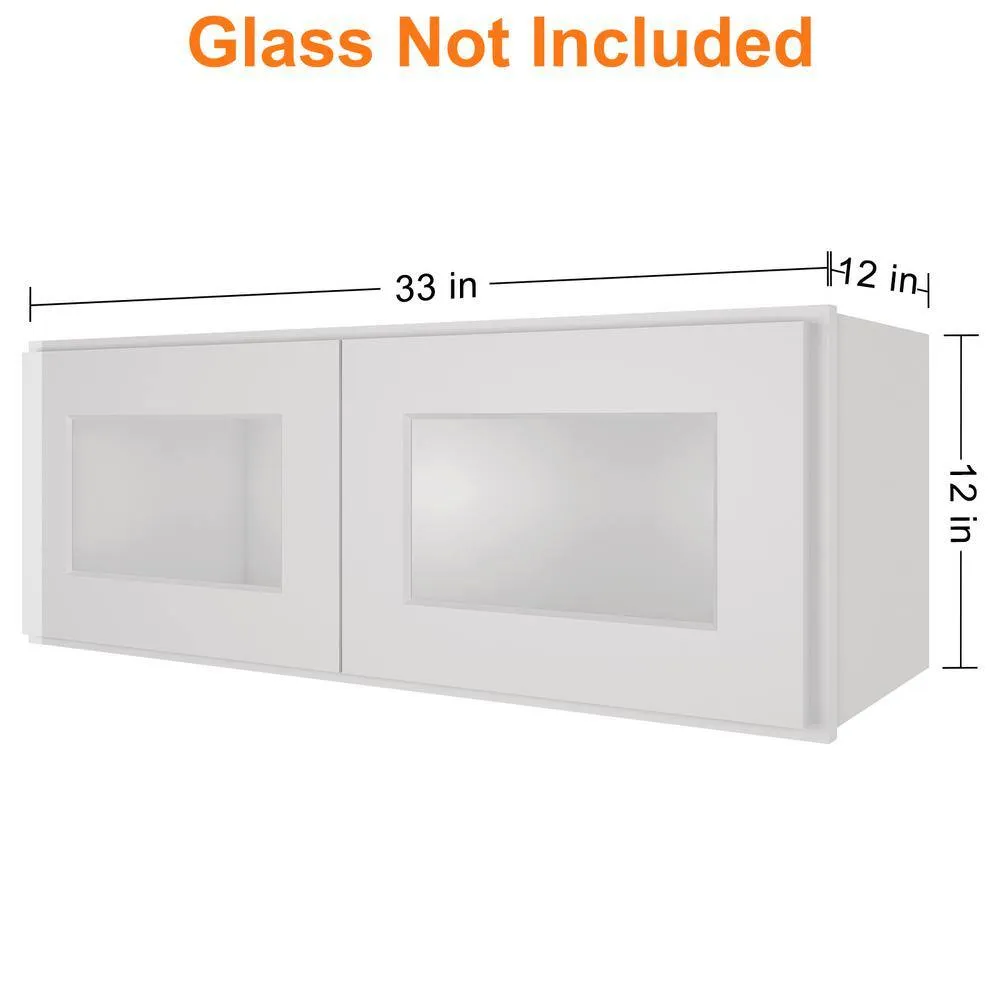 HOMEIBRO Newport Shaker Dove Ready to Assemble Wall Cabinet with 2-Doors(33 in. W x 12 in. H x 12 in. D), photo 7 of 12