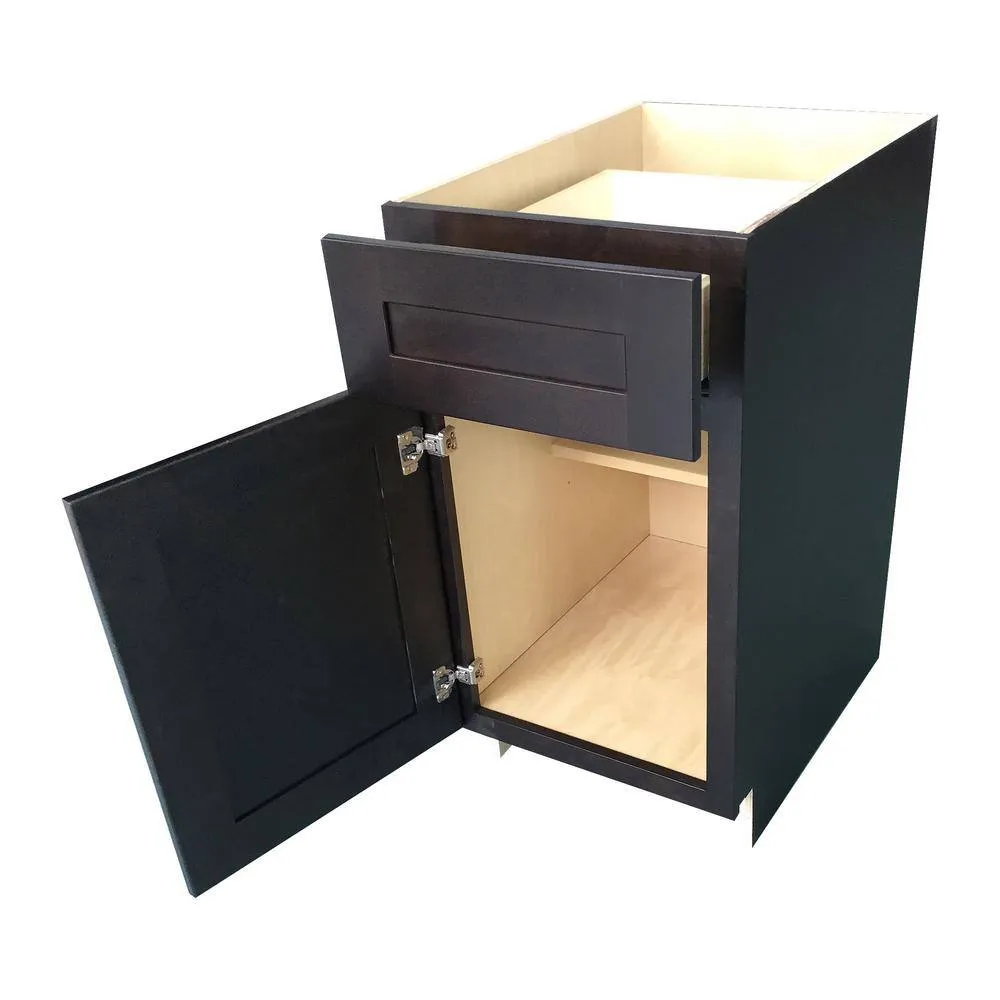 Plywell Ready to Assemble 12 in. x 34.5 in. x 24 in. Shaker Base Cabinet with 1-Door and 1-Drawer in Espresso, photo 2 of 3