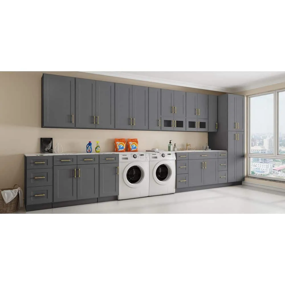 HOMEIBRO Newport Shaker Gray Ready to Assemble Wall Cabinet with 2-Doors 3-Shelves (30 in. W x 36 in. H x 12 in. D), photo 8 of 8