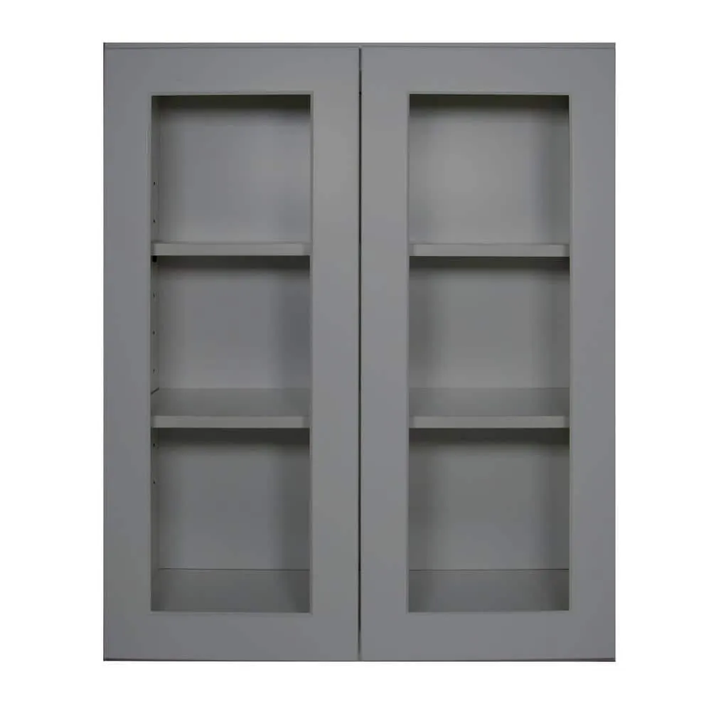 HOMEIBRO Newport Shaker Gray Ready to Assemble Wall Cabinet with 2-Doors 3-Shelves (30 in. W x 36 in. H x 12 in. D), photo 4 of 8
