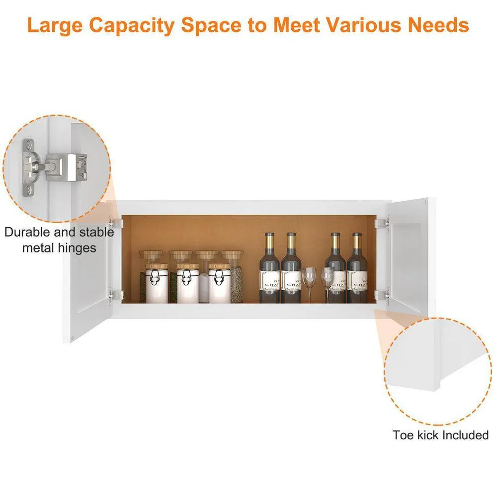 HOMEIBRO 36-in. W x 12-in. D x 15-in. H in Shaker White Plywood Ready to Assemble Wall Cabinet Kitchen Cabinet, photo 6 of 11