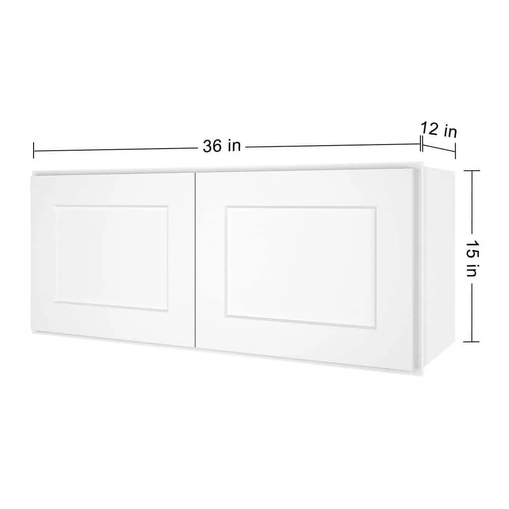 HOMEIBRO 36-in. W x 12-in. D x 15-in. H in Shaker White Plywood Ready to Assemble Wall Cabinet Kitchen Cabinet, photo 4 of 11