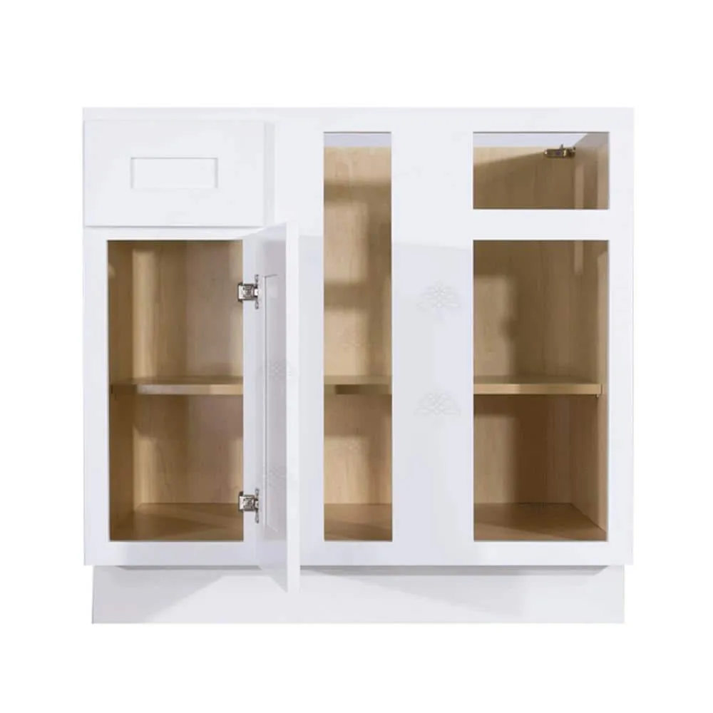 LIFEART CABINETRY Lancaster White Plywood Shaker Stock Assembled Base Blind Corner Kitchen Cabinet 36 in. W x 34.5 in. H x 24 in. D, photo 2 of 7