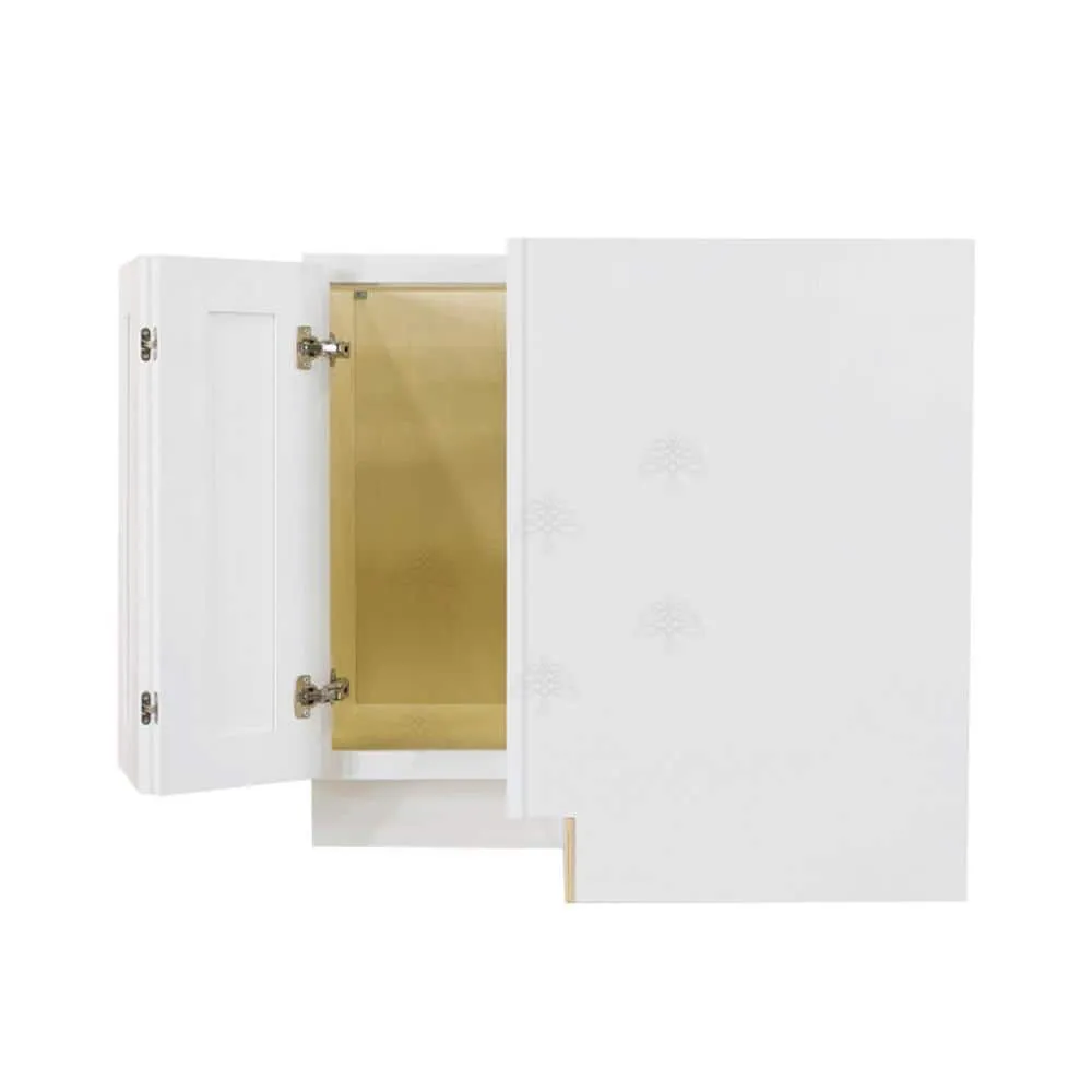 LIFEART CABINETRY Lancaster White Plywood Shaker Stock Assembled Base Lazy Susan Kitchen Cabinet 33 in. W x 34.5 in. H x 24 in. D, photo 3 of 9