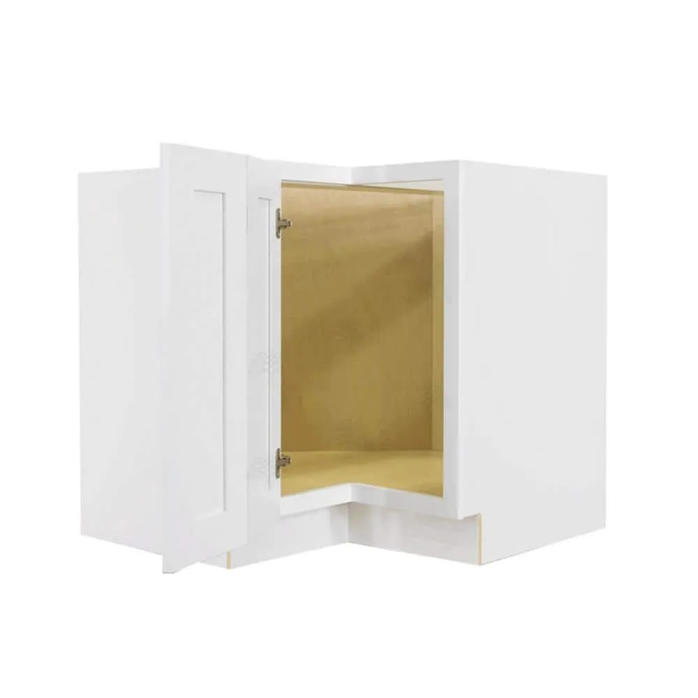 LIFEART CABINETRY Lancaster White Plywood Shaker Stock Assembled Base Lazy Susan Kitchen Cabinet 36 in. W x 34.5 in. H x 24 in. D, photo 2 of 9