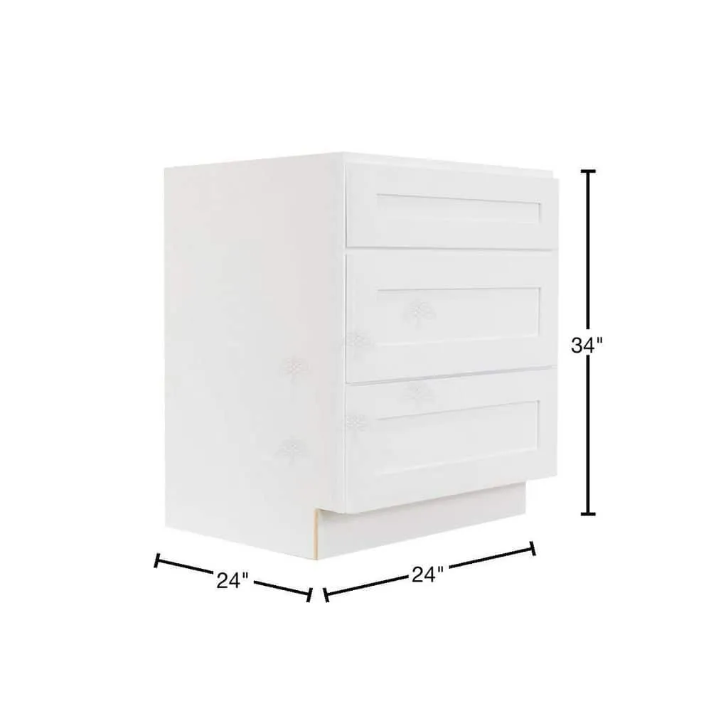 LIFEART CABINETRY Lancaster White Plywood Shaker Stock Assembled Base Drawer Kitchen Cabinet 24 in. W x 34.5 in. H x 24 in. D, photo 2 of 8