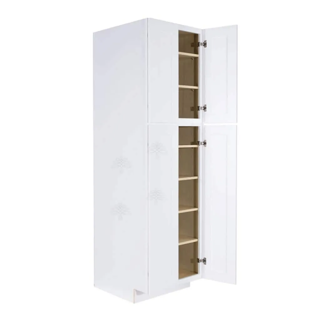LIFEART CABINETRY Lancaster White Plywood Shaker Stock Assembled Tall Pantry Kitchen Cabinet 24 in. W x 84 in. H x 27 in. D, photo 4 of 8