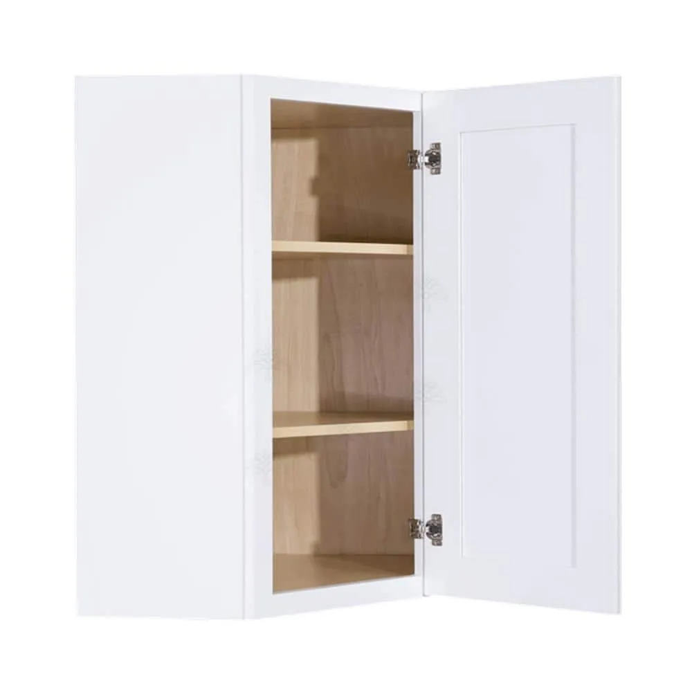 LIFEART CABINETRY Lancaster White Plywood Shaker Stock Assembled Wall Diagonal Corner Kitchen Cabinet 24 in. W x 36 in. H x 15 in. D, photo 3 of 8